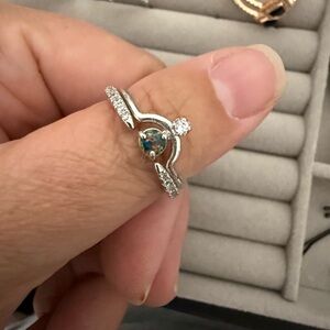 Dazzling Silver Ring with Opal and Diamond Highlights